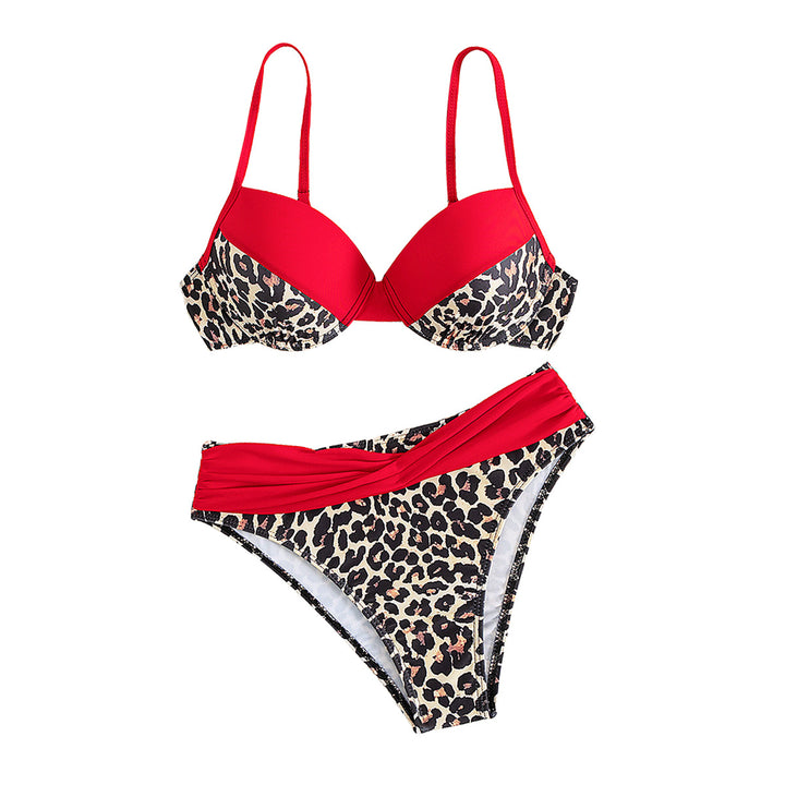 Damen Push-Up-Bikini mit Leo-Muster und modischen Trägern Echo Archiv