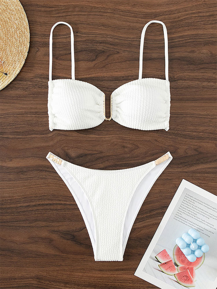 Damen Bandeau-Bikini mit strukturiertem Oberteil und verstellbaren Trägern Echo Archiv