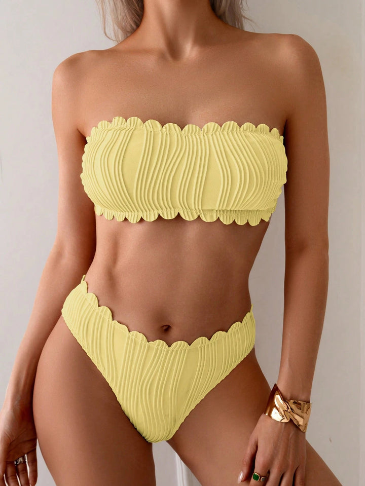 Damen Bandeau-Bikini mit modischem Wellenmuster Echo Archiv