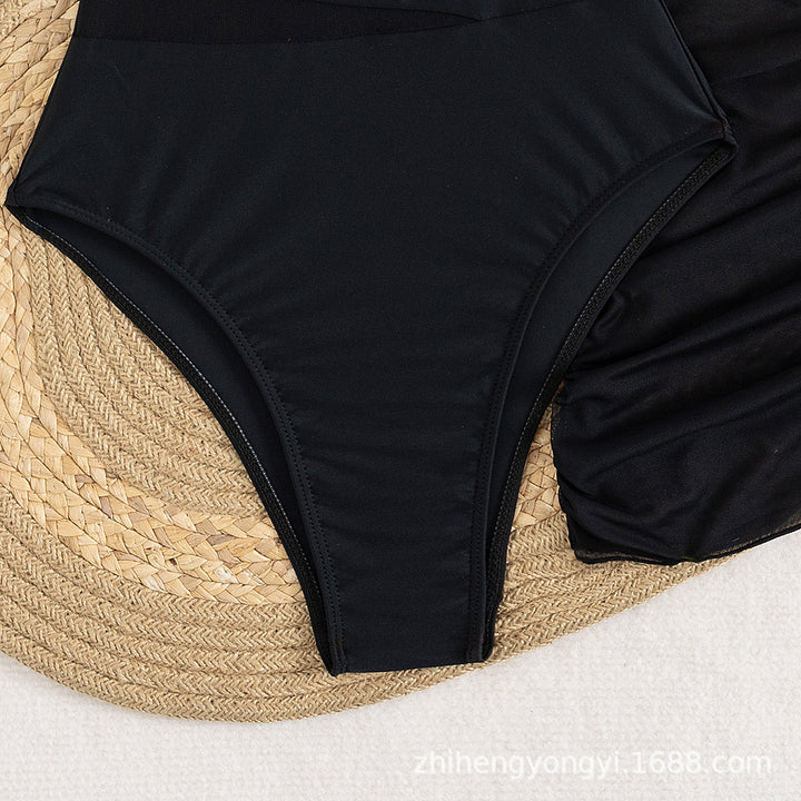 Damen Eleganter Badeanzug mit asymmetrischem Design und praktischer Wickelrock Echo Archiv
