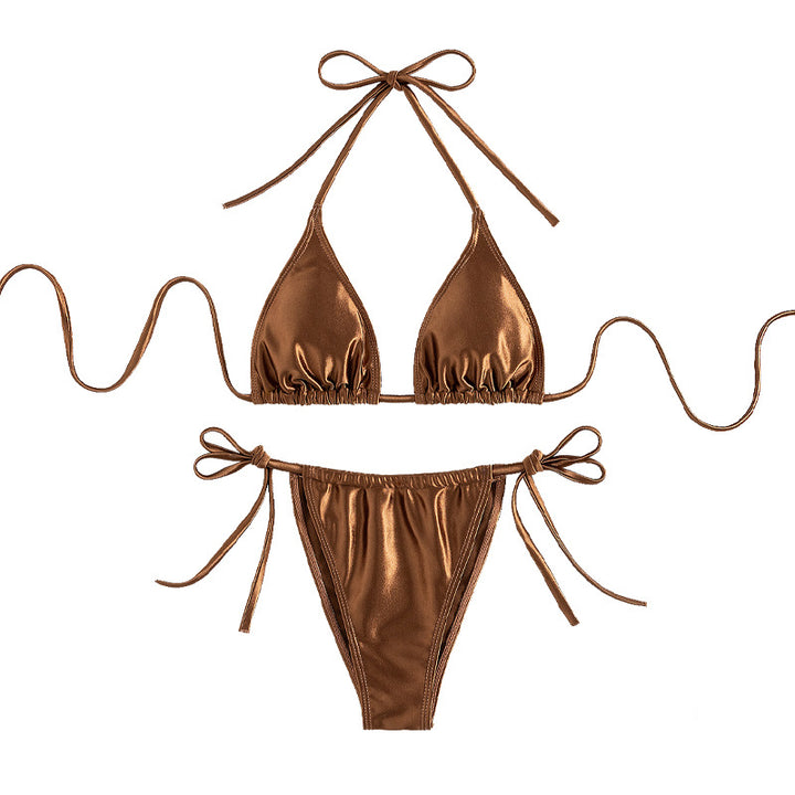Damen Triangel-Bikini mit hochwertigem Glanzmaterial und verstellbaren Seitenschnüren Echo Archiv