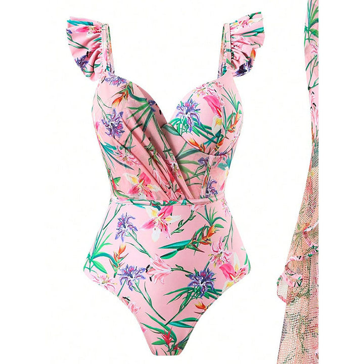 Damen Badeanzug mit floralem Wickelrock Echo Archiv