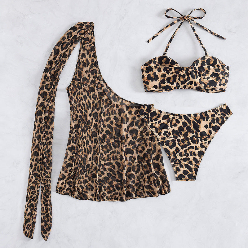 Damen Bikini-Set mit asymmetrischem Oberteil und tierischen Muster Echo Archiv