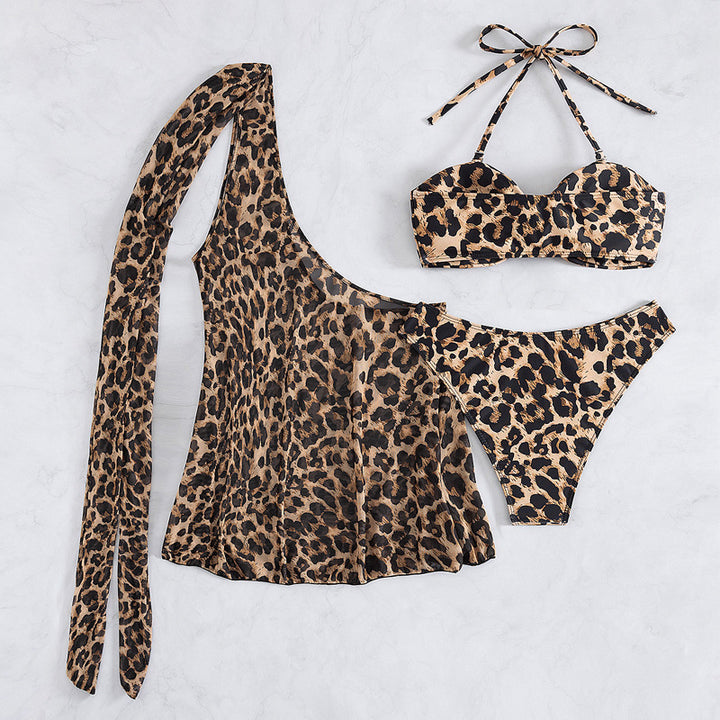 Damen Bikini-Set mit asymmetrischem Oberteil und tierischen Muster Echo Archiv