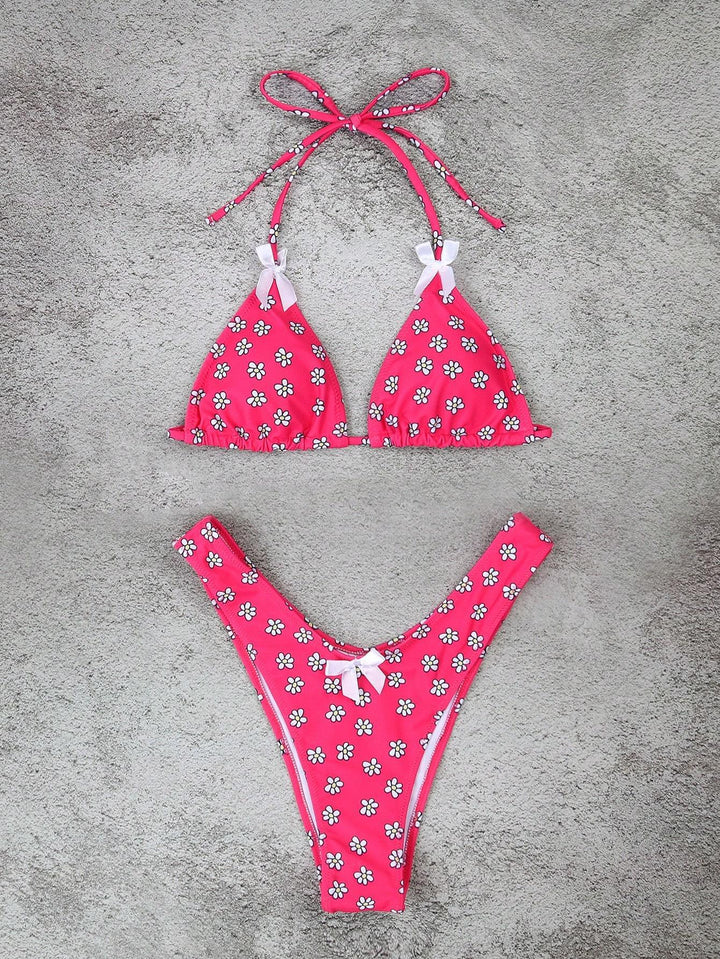 Damen Triangel-Bikini mit verspielten Blumenmotiven Echo Archiv