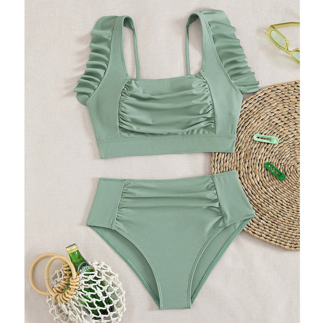 Damen Hochtaillierter Bikini mit Rüschendetails Echo Archiv