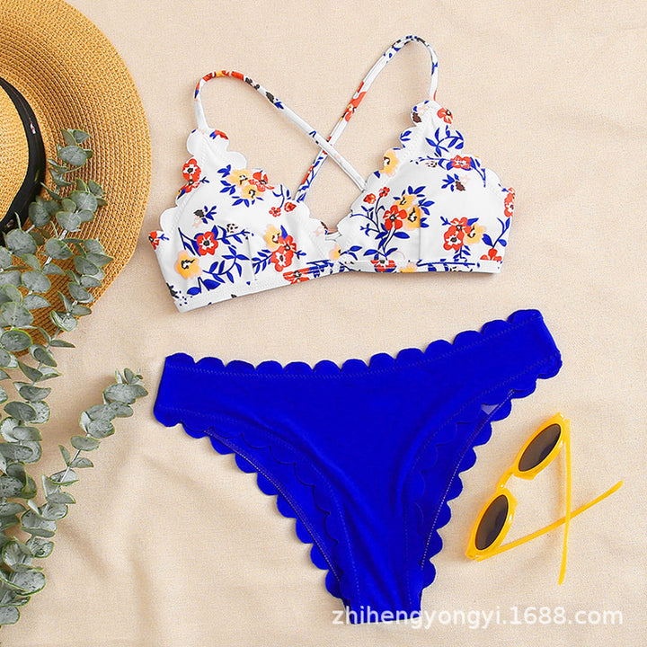 Damen Bikini-Set mit floralem Oberteil und hochtailliertem Slip Echo Archiv