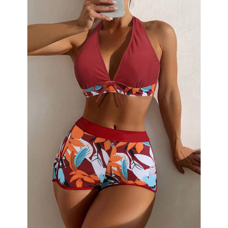Damen Hochgeschlossen Bikini mit verspieltem Blumenmuster Echo Archiv