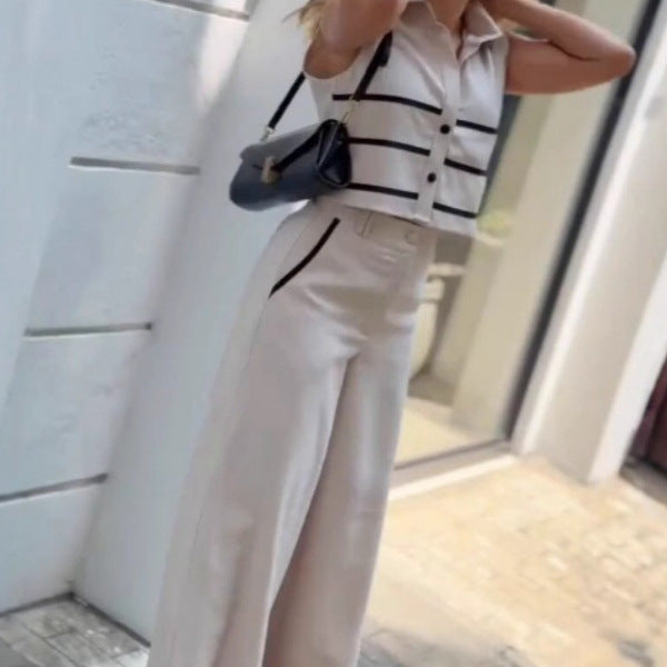 Damer avslappnad, randig Crop-Top Eva Jonsson