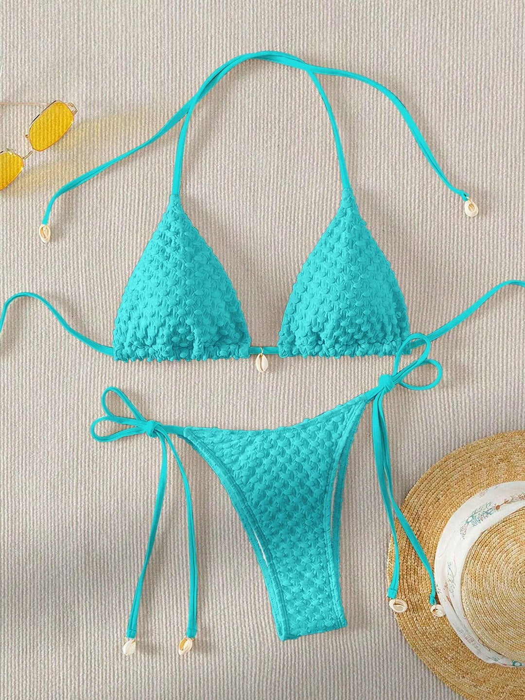 Damen Triangle-Bikini mit strukturiertem Material und zarten Bindebändern Echo Archiv