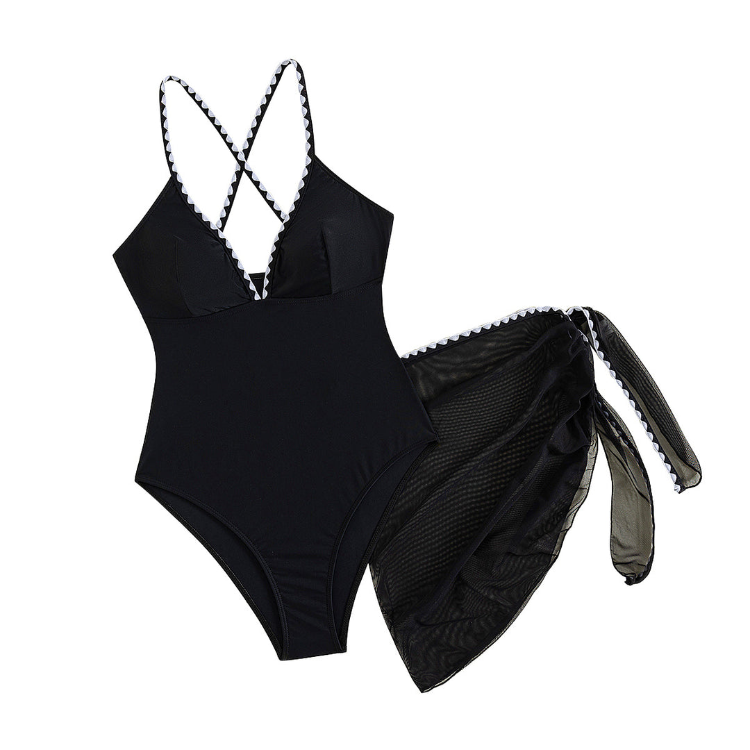 Damen Einteiliger Badeanzug mit trendigem Cut-Out und raffiniertem Überwurf Echo Archiv