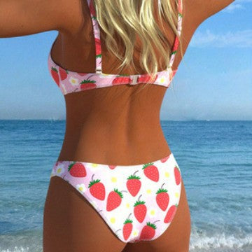 Damer Bikini-set med fruktig jordgubbsprint och justerbara axelband Mirla-Eva Jonsson