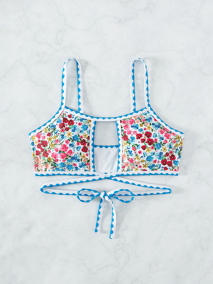 Damen Bikini-Oberteil mit floralem Design und verspielten Bindebändern Echo Archiv