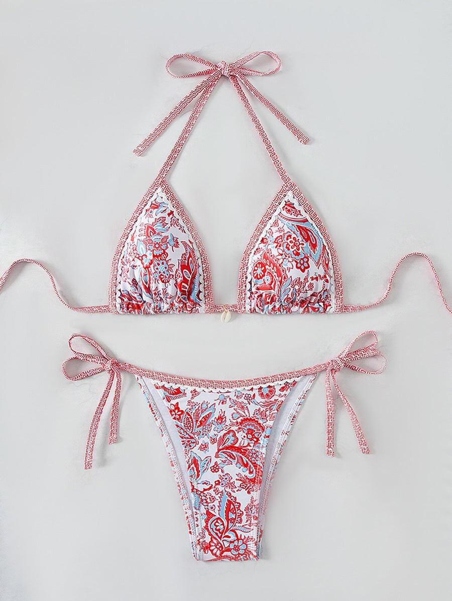 Damen Triangel-Bikini mit floralem Vintage-Muster Echo Archiv