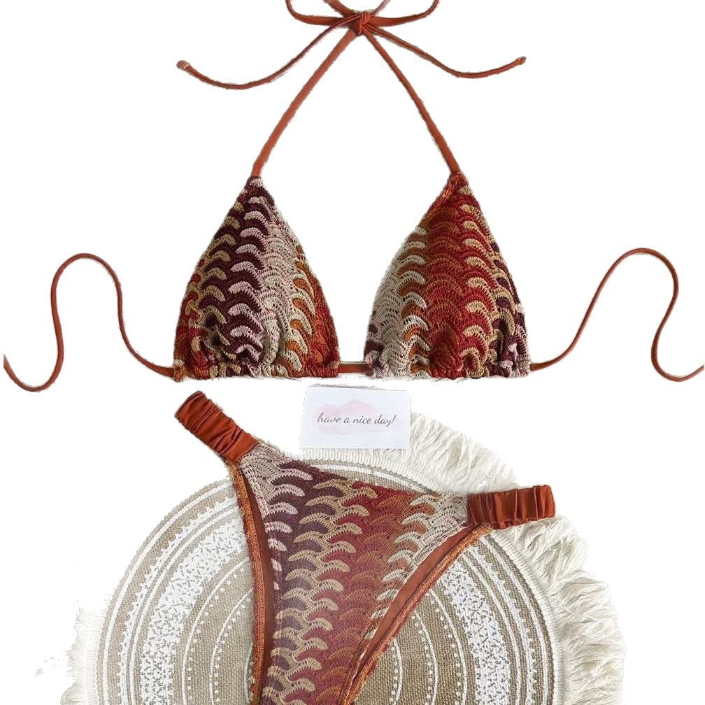 Damen Triangel-Bikini mit buntem Häkelmuster Echo Archiv