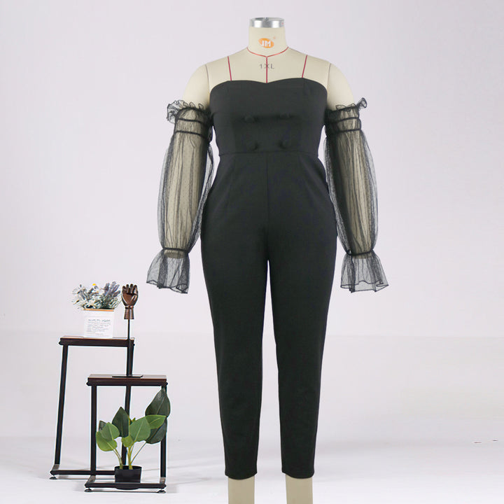 Damer Elegant Jumpsuit med transparenta puffärmar Mirla-Eva Jonsson
