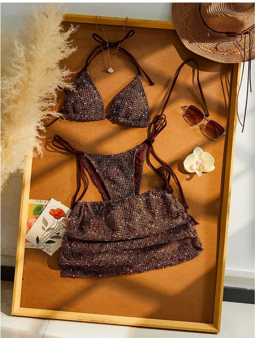 Damen Triangel-Bikini mit Wickelrock und verstellbaren Trägern Echo Archiv