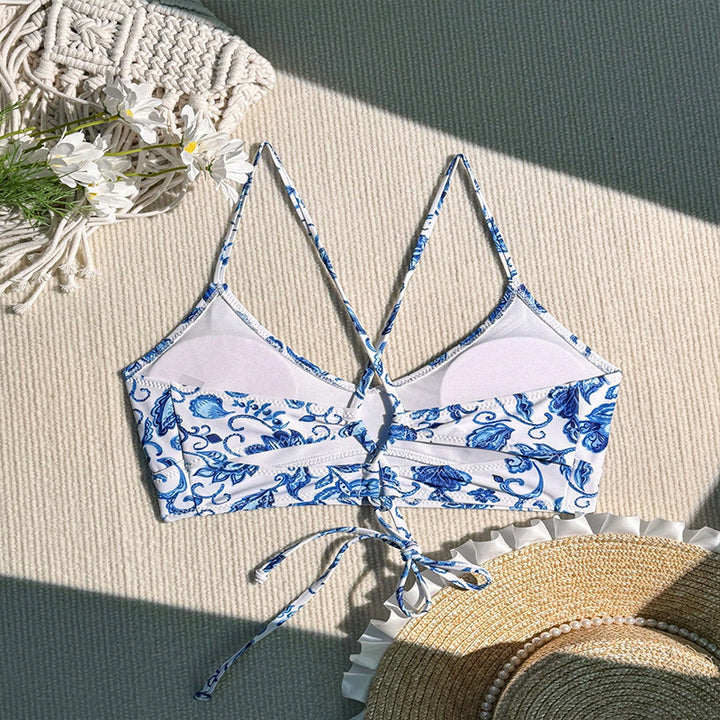 Damen Bikinioberteil mit floralen Mustern und verstellbaren Trägern Echo Archiv