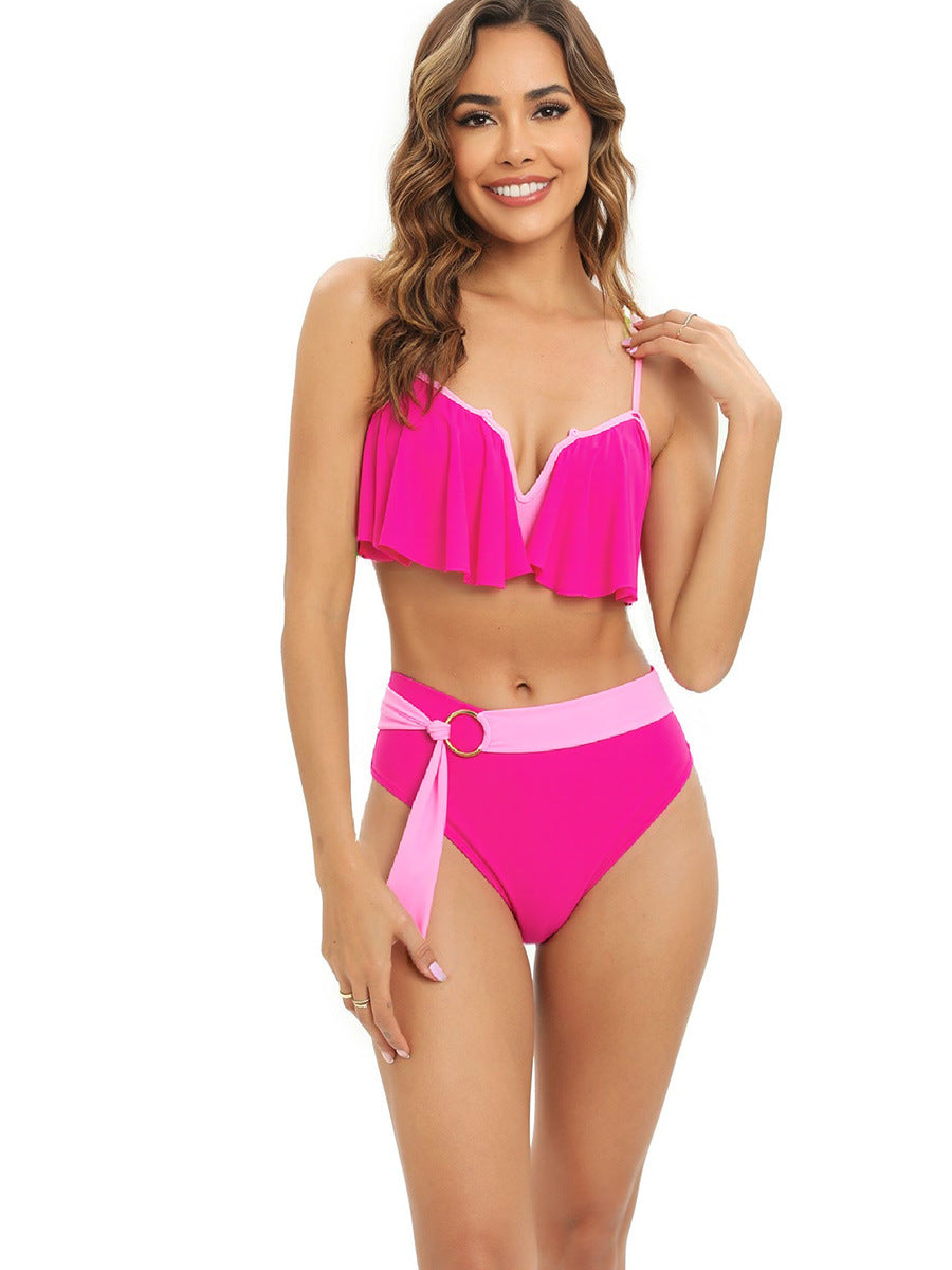Damen Bikini-Set mit modischer Rüsche und elegantem Gürtel Echo Archiv