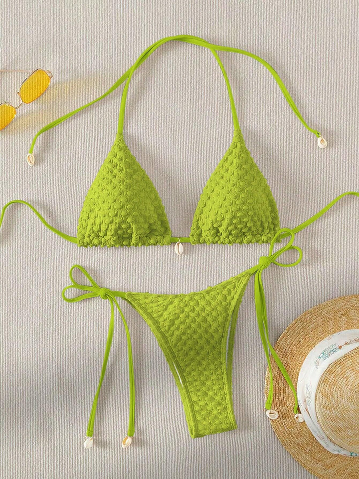 Damen Triangle-Bikini mit strukturiertem Material und zarten Bindebändern Echo Archiv