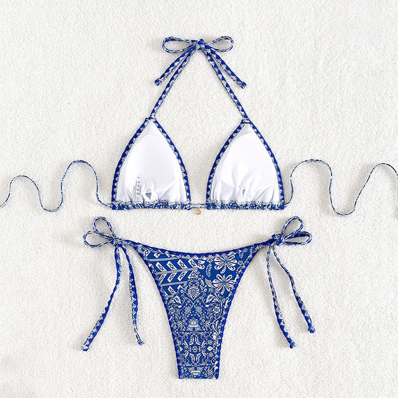 Dame Triangel-Bikini med blommotiv Mirla-Eva Jonsson