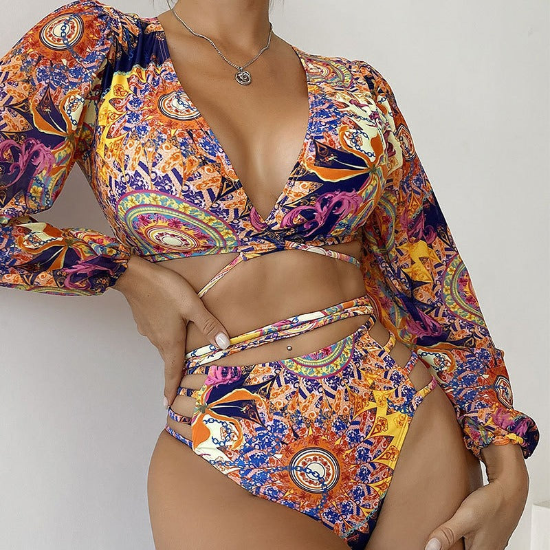 Damen Bikiniset mit langärmligem Oberteil und innovativem Wickeldesign Echo Archiv