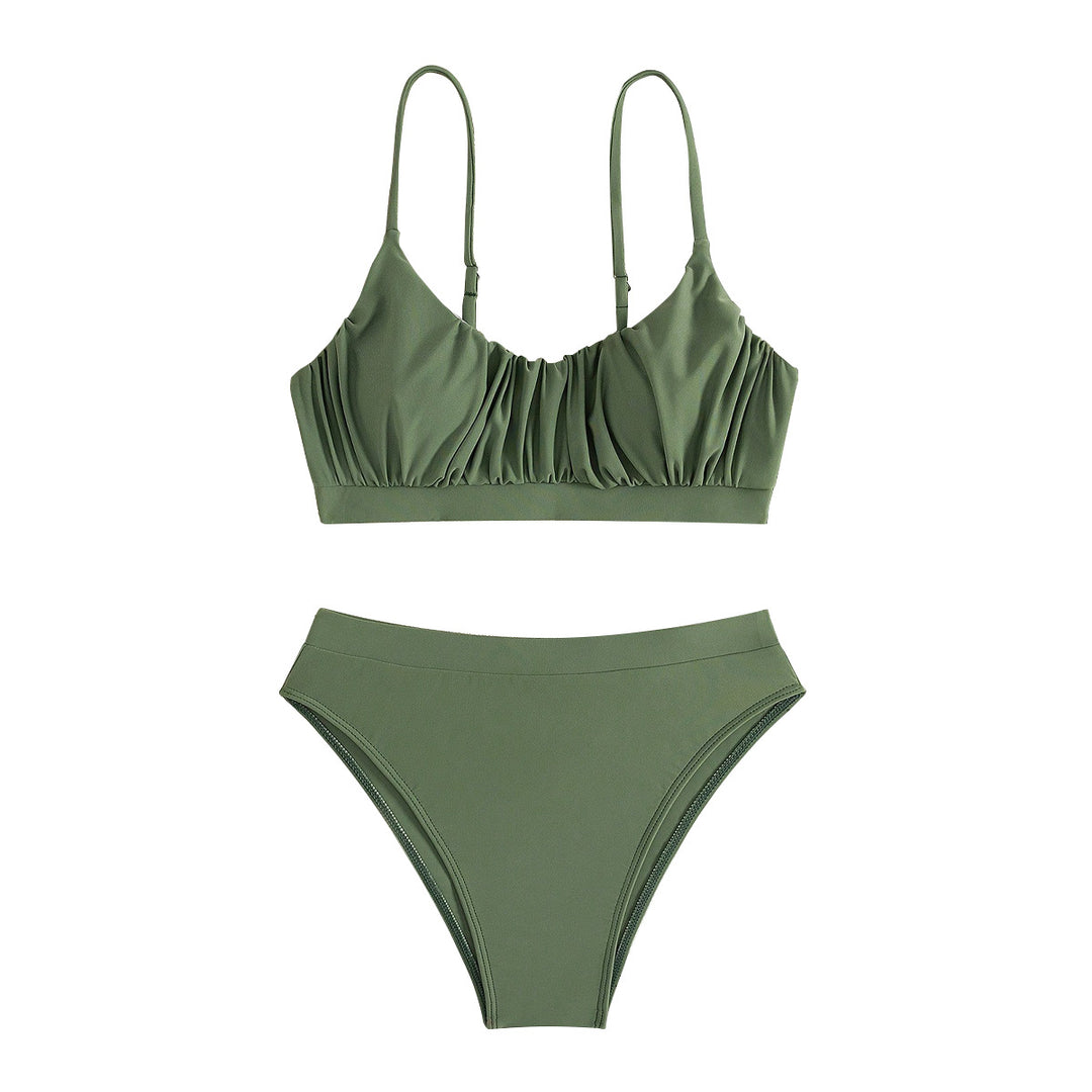 Damen Push-Up Bikini mit gerafftem Oberteil und hohem Bund Echo Archiv