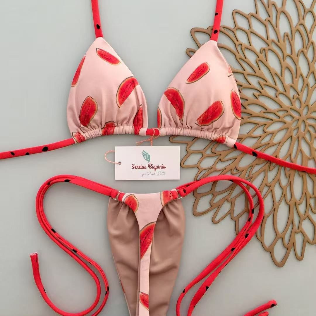 Damen Triangel-Bikini mit frischem Melonenmuster Echo Archiv