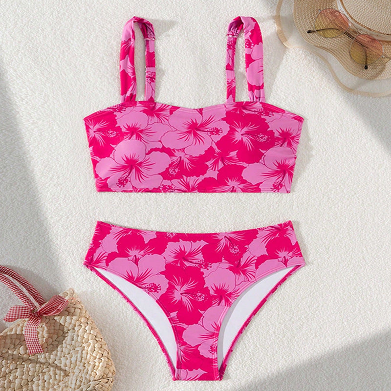 Damen Bikini-Set mit hoch tailliertem Slip und elegantem Blumenmuster Echo Archiv