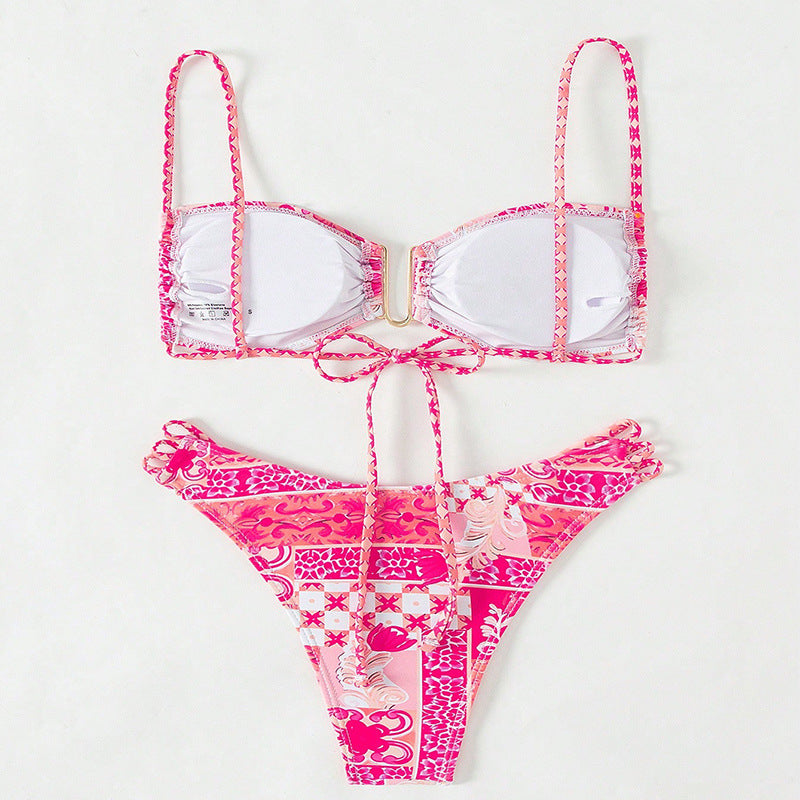 Damen Bandeau-Bikini mit raffinierten Rüschendetails und elegantem Muster Echo Archiv