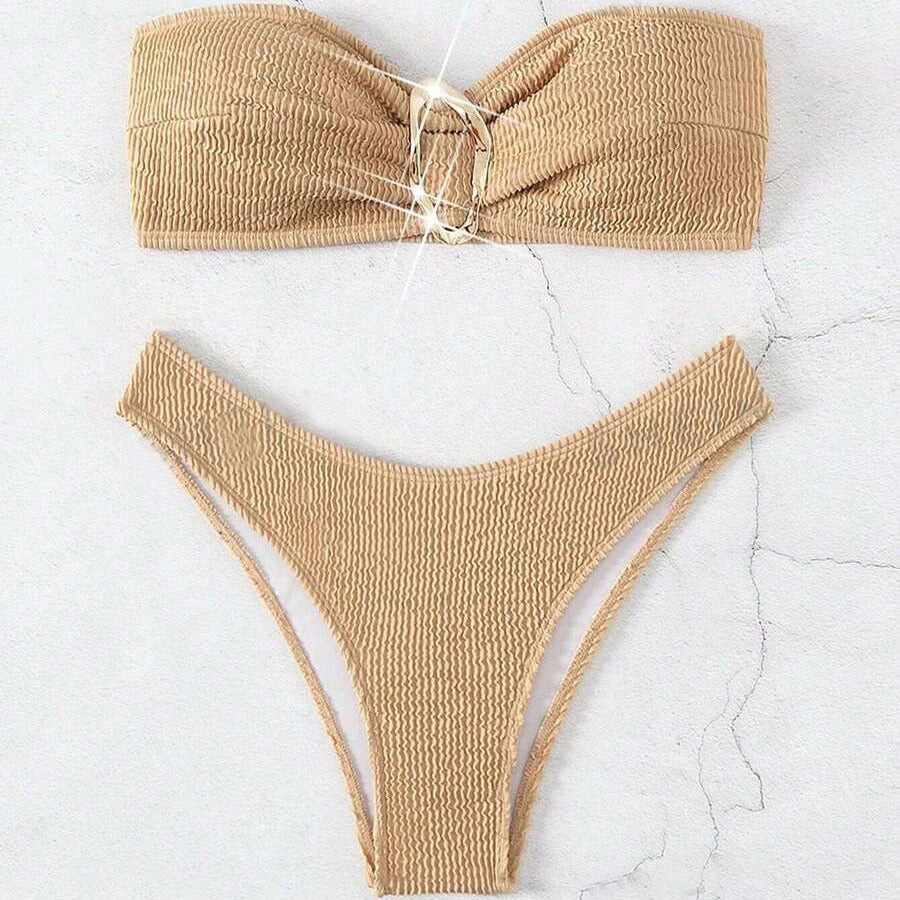 Damen Bandeau-Bikini mit modischem Knotendesign und elegantem Ringdetail Echo Archiv