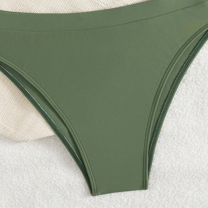 Damen Push-Up Bikini mit gerafftem Oberteil und hohem Bund Echo Archiv