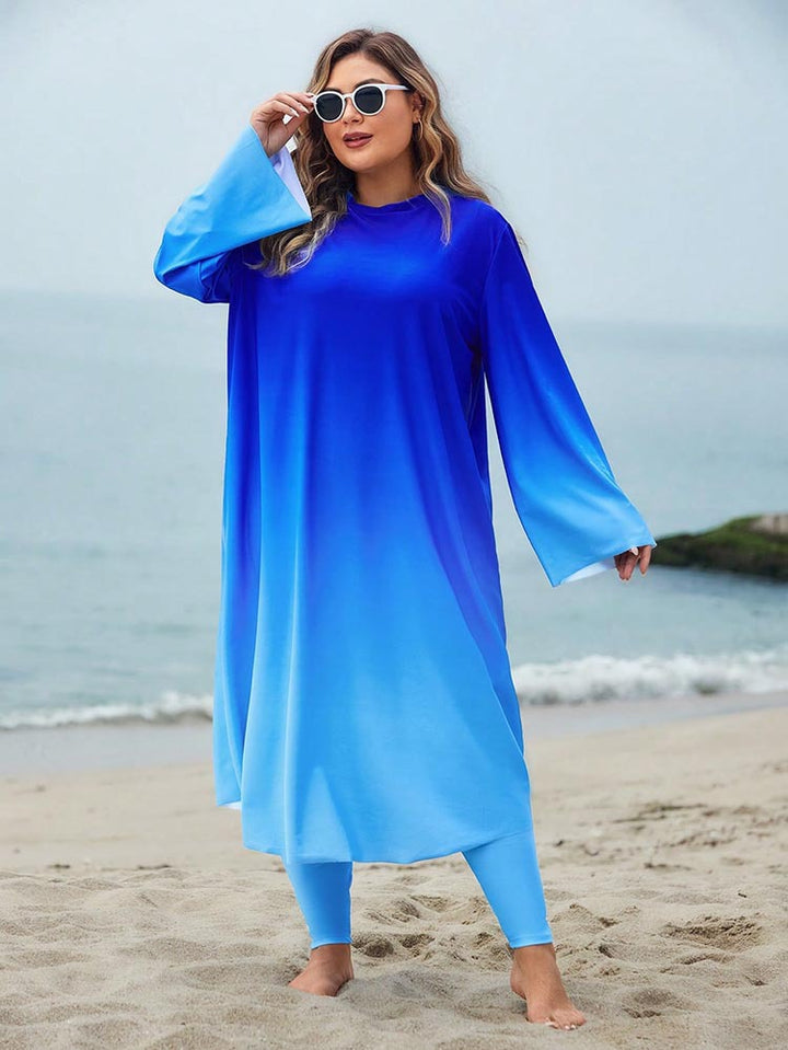 Damen Badeanzug mit langen Ärmeln und elegantem Farbverlauf Echo Archiv