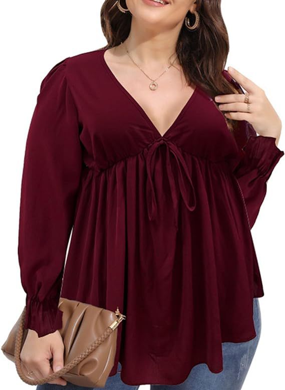 Damer blus med eleganta ruffle-detaljer och modeprint Eva Jonsson