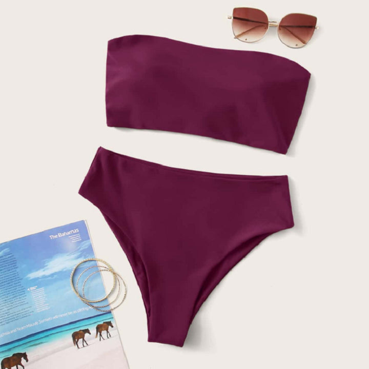 Damen Bandeau-Bikini mit hoher Taille Echo Archiv