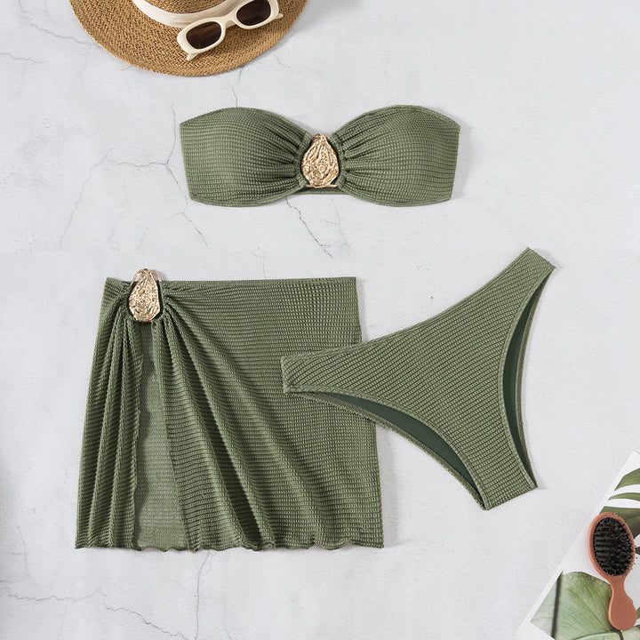 Damen Bandeau-Bikini-Set mit schickem Faltendetail Echo Archiv