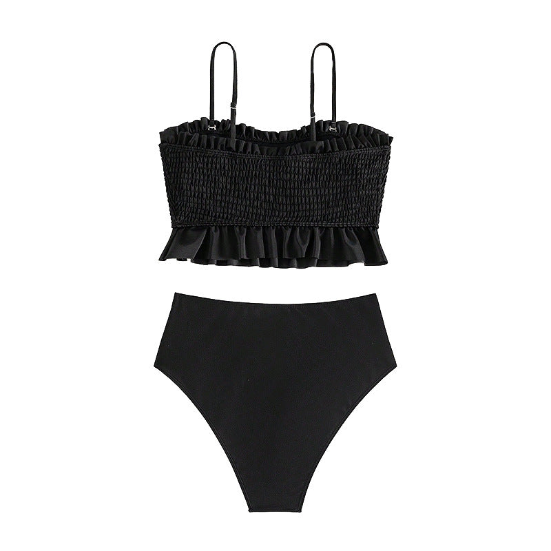 Damen Bikini-Set mit gerafftem Oberteil und hoch geschnittenem Unterteil Echo Archiv
