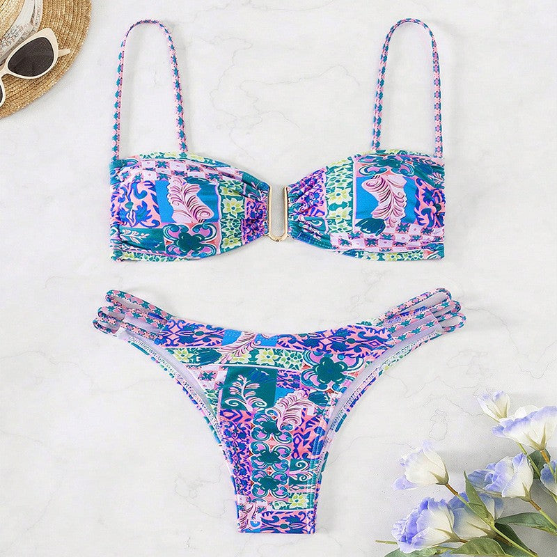 Damen Bandeau-Bikini mit verspieltem floralem Design Echo Archiv