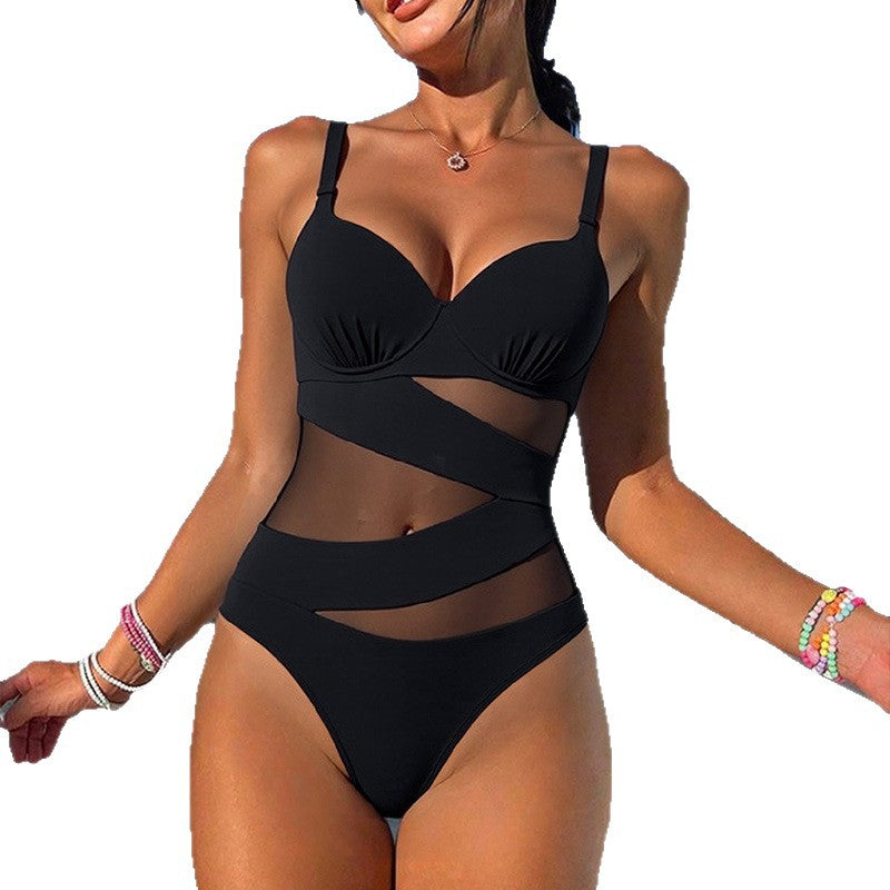 Damen Einteiler Badeanzug mit raffiniertem Transparent-Design Echo Archiv