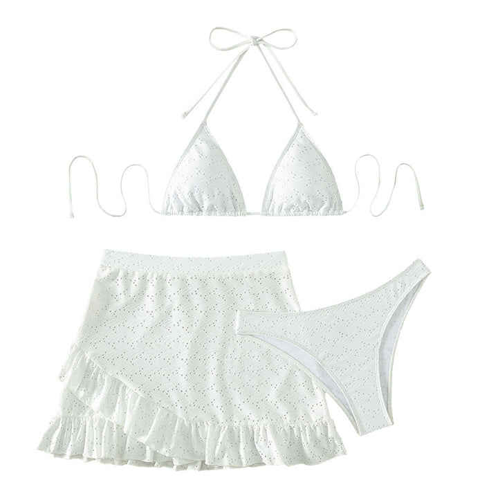 Damen Triangel-Bikini mit verspieltem Lochmuster und passendem Rock Echo Archiv