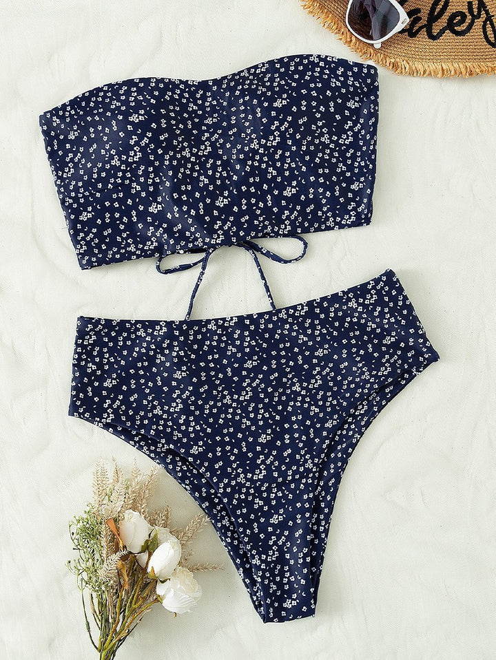 Damen Bandeau-Bikini-Set mit hohem Schnitt und elegantem Wickeldetail Echo Archiv