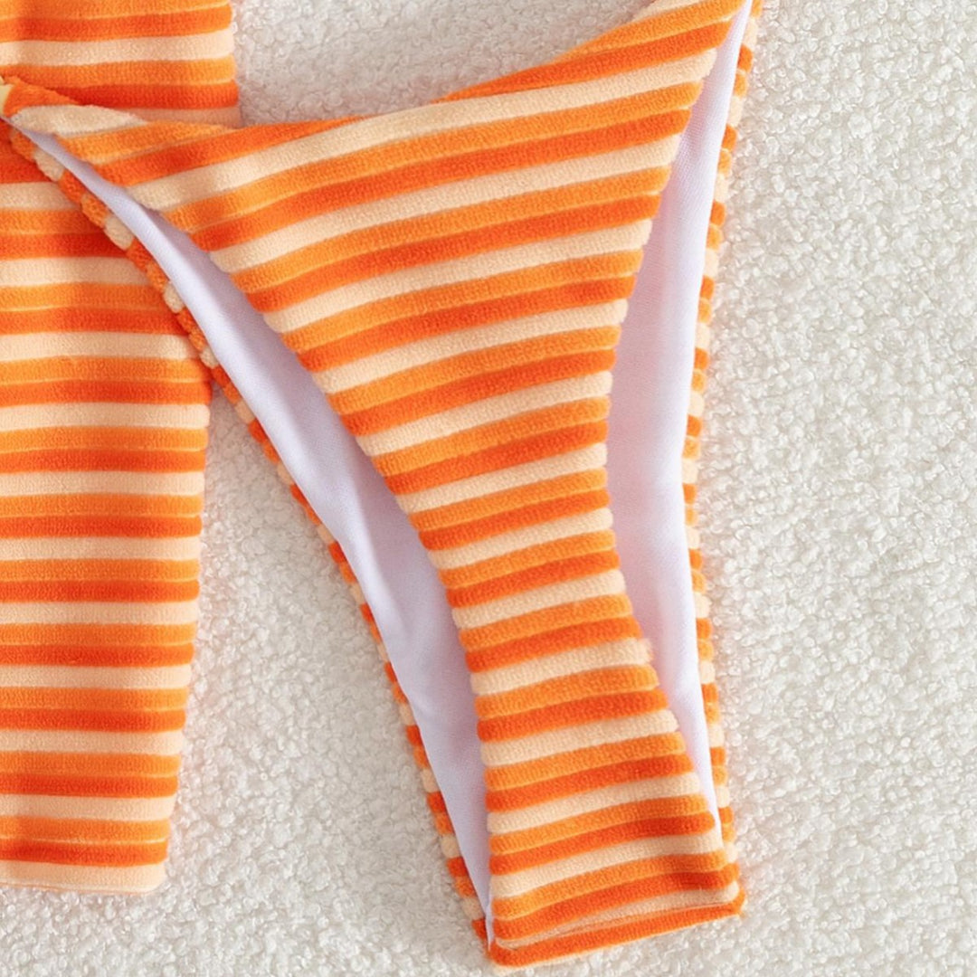 Damen Bikini-Set mit modischem Streifenmuster und bequemen Shorts Echo Archiv