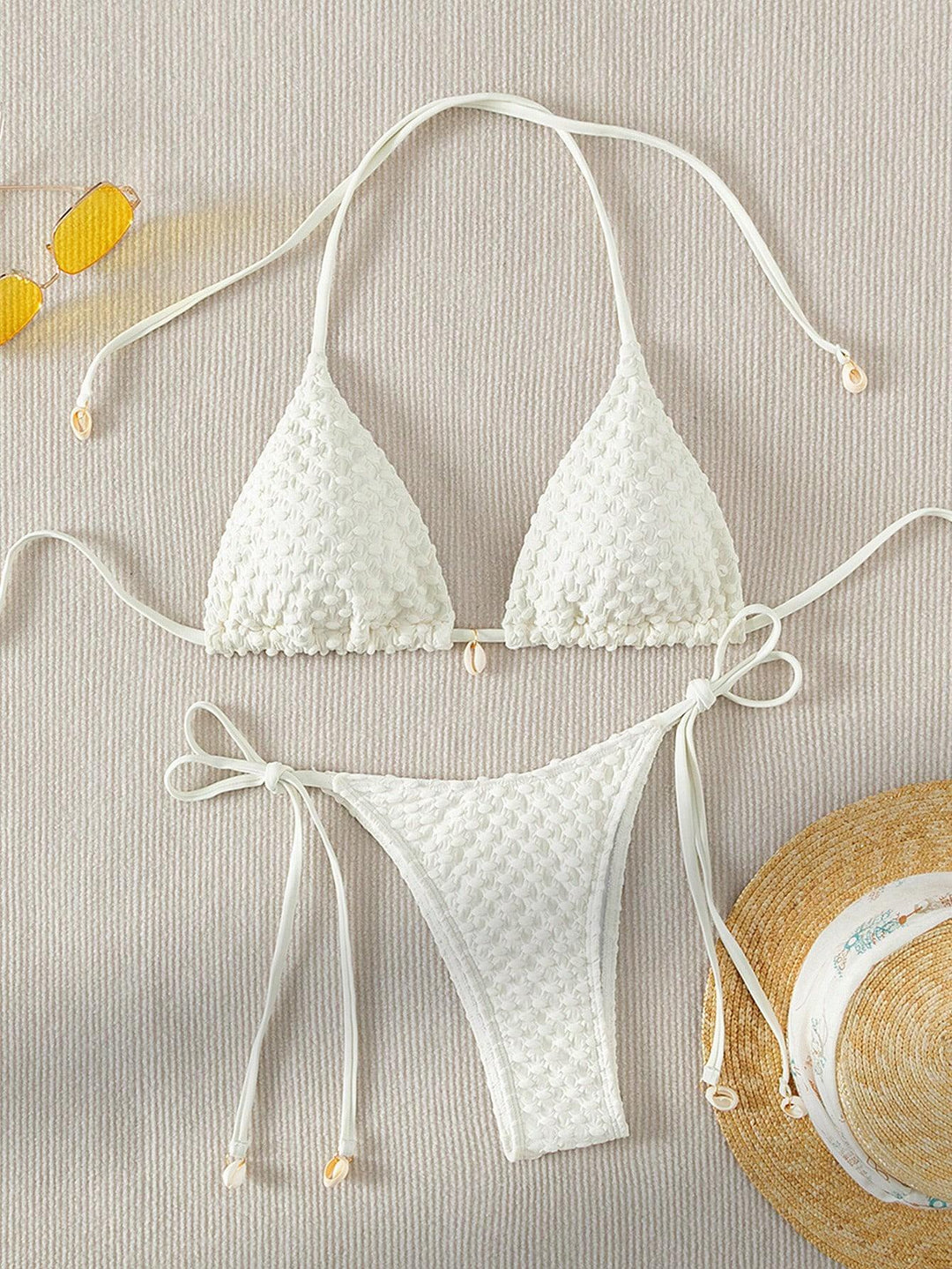 Damen Triangle-Bikini mit strukturiertem Material und zarten Bindebändern Echo Archiv