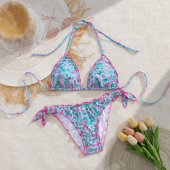 Damen floral gemusterter Triangel-Bikini Echo Archiv