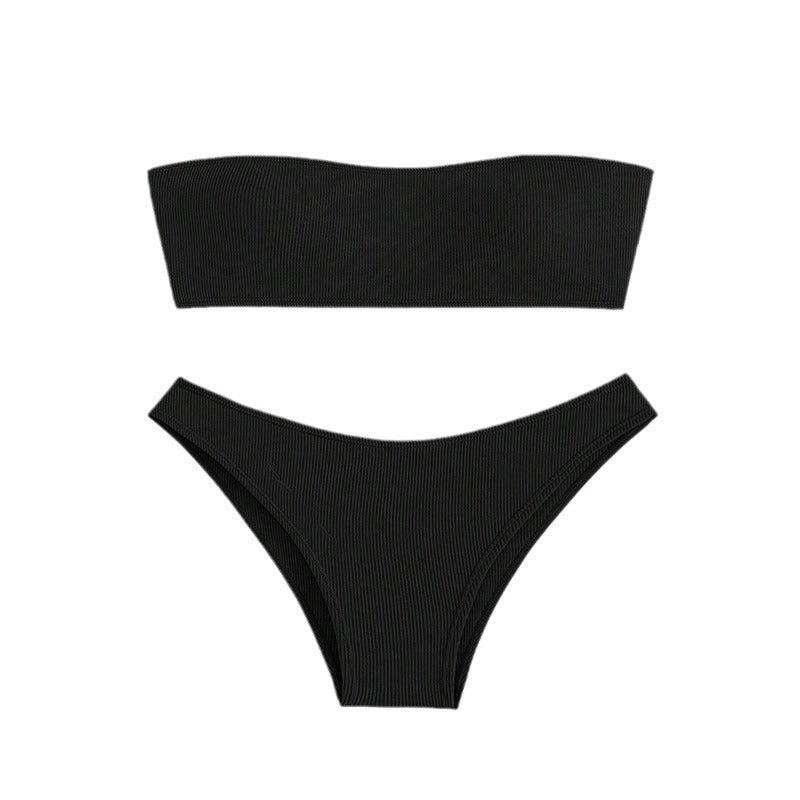 Damen Bandeau-Bikini-Set mit elastischem Gewebe und hohem Schnitt Echo Archiv