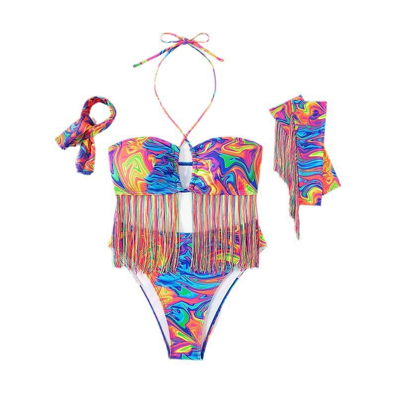 Damen Buntes Fransen-Bikini-Set Echo Archiv