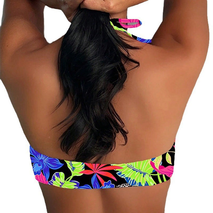 Damen Bandeau-Bikini mit kreativen Riemen und floralem Design Echo Archiv