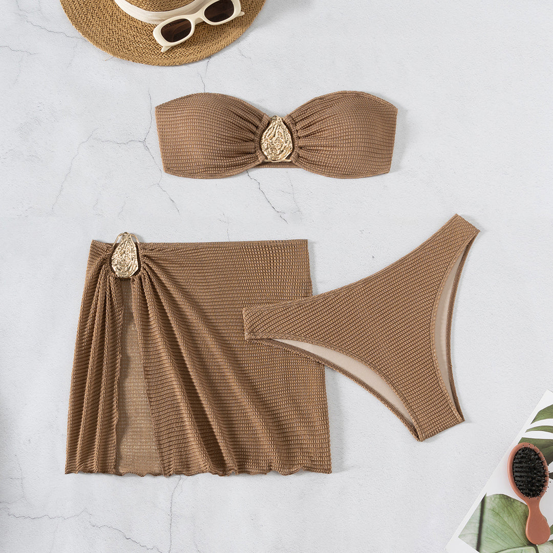 Damen Bandeau-Bikini-Set mit schickem Faltendetail Echo Archiv