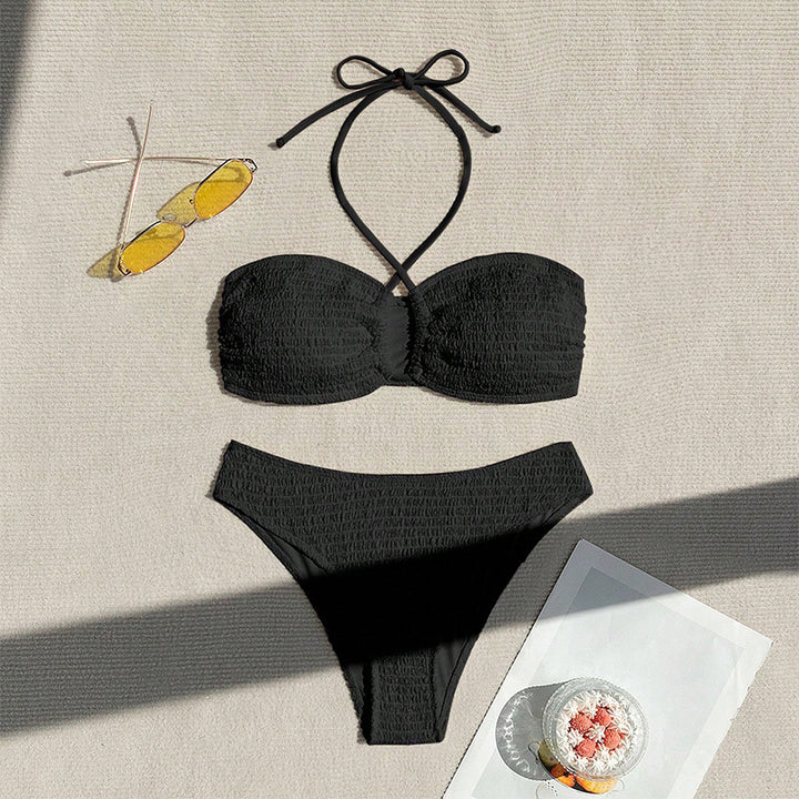 Damen Bandeau-Bikini mit hoch geschnittenem Slip und eleganten Bindebändern Echo Archiv