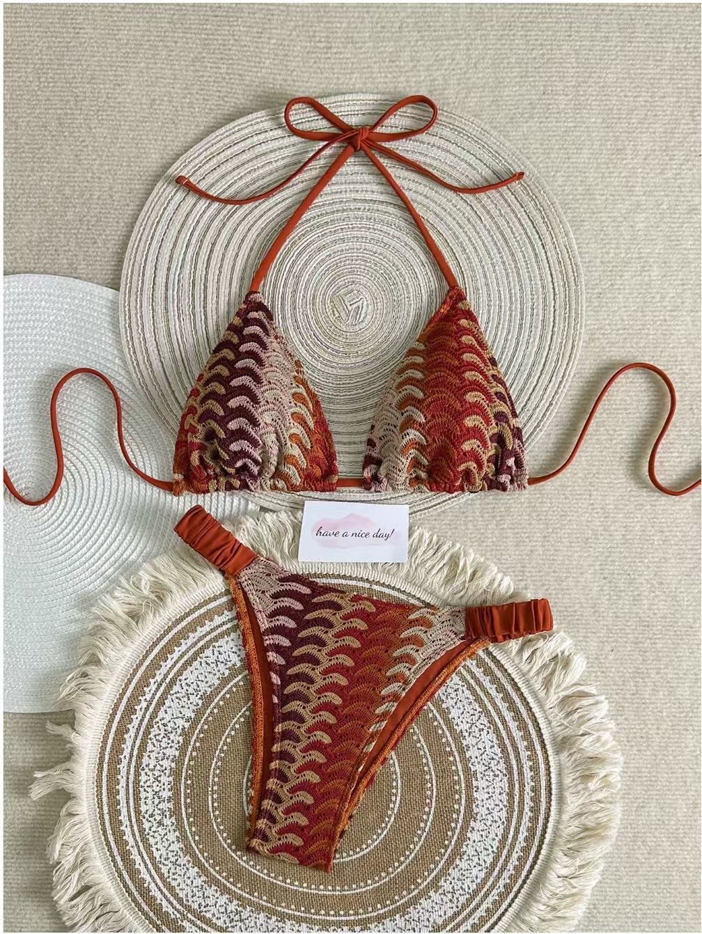 Damen Triangel-Bikini mit buntem Häkelmuster Echo Archiv